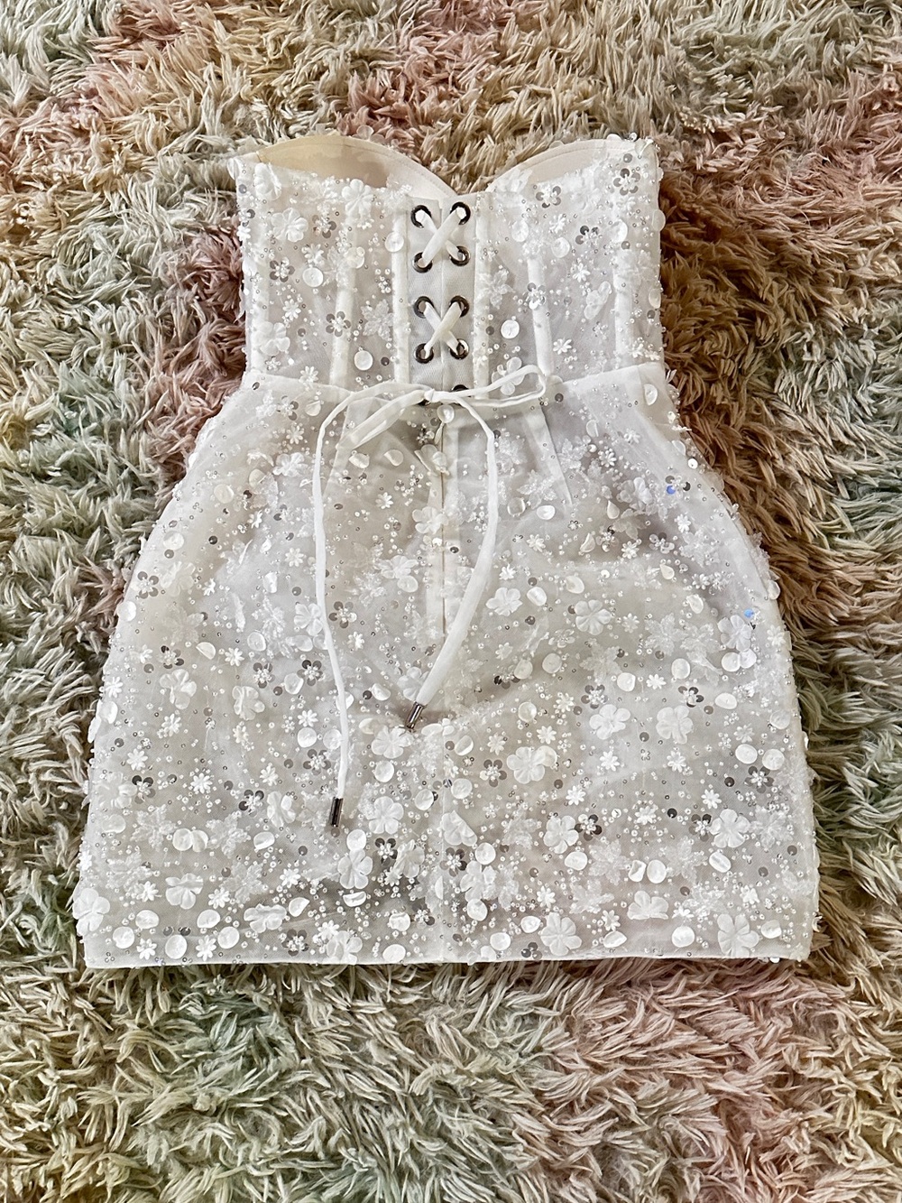Rosie Etienne Eloise Beaded Flower Lace Wedding Party Limited Edition Dress UK8 - Picture 7 of 14